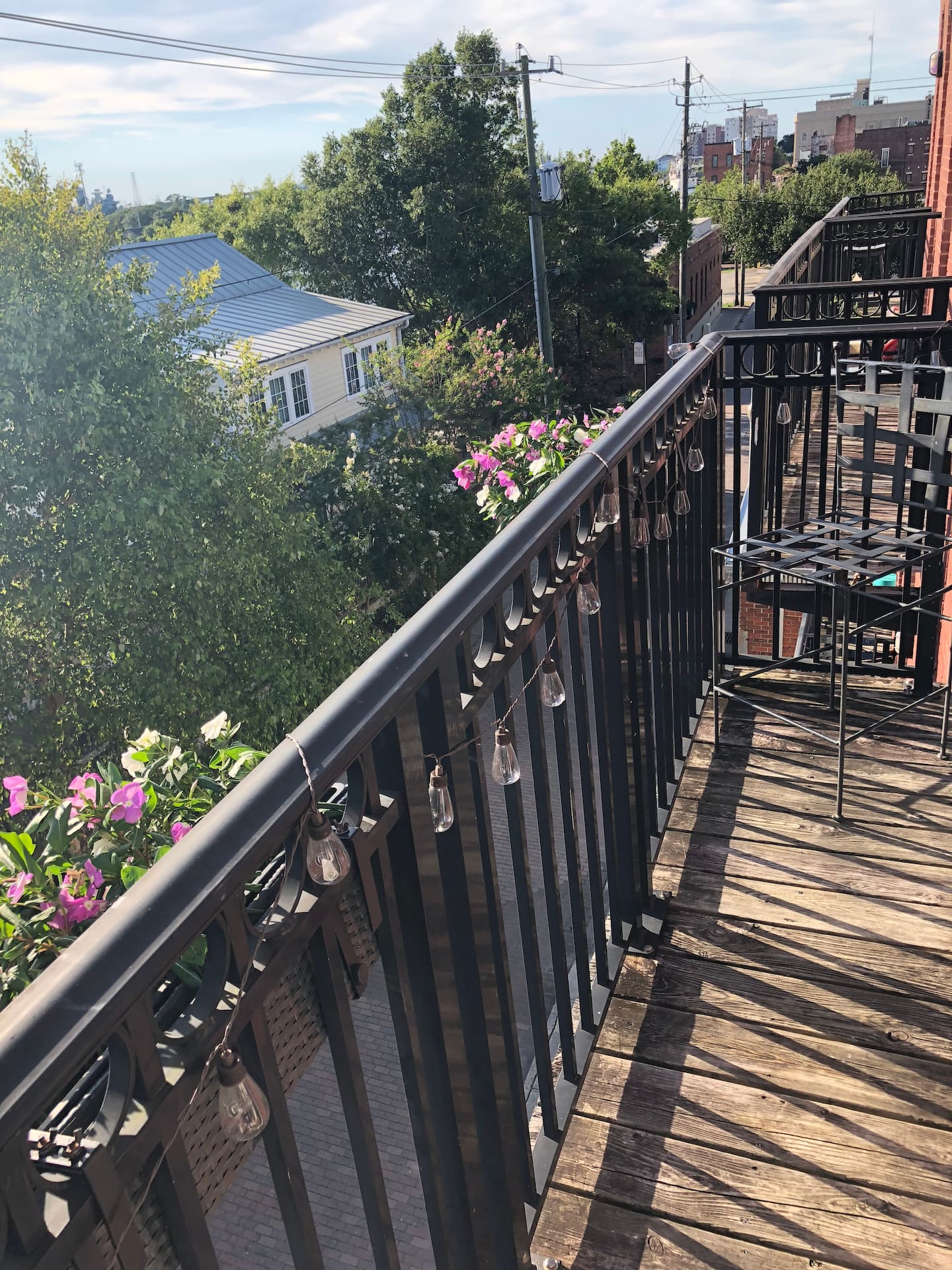Private balcony overlooking the historic downtown neighborhood